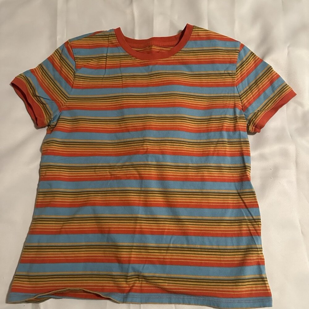 Pendleton Orange Blue striped short sleeve t-shirt M women's